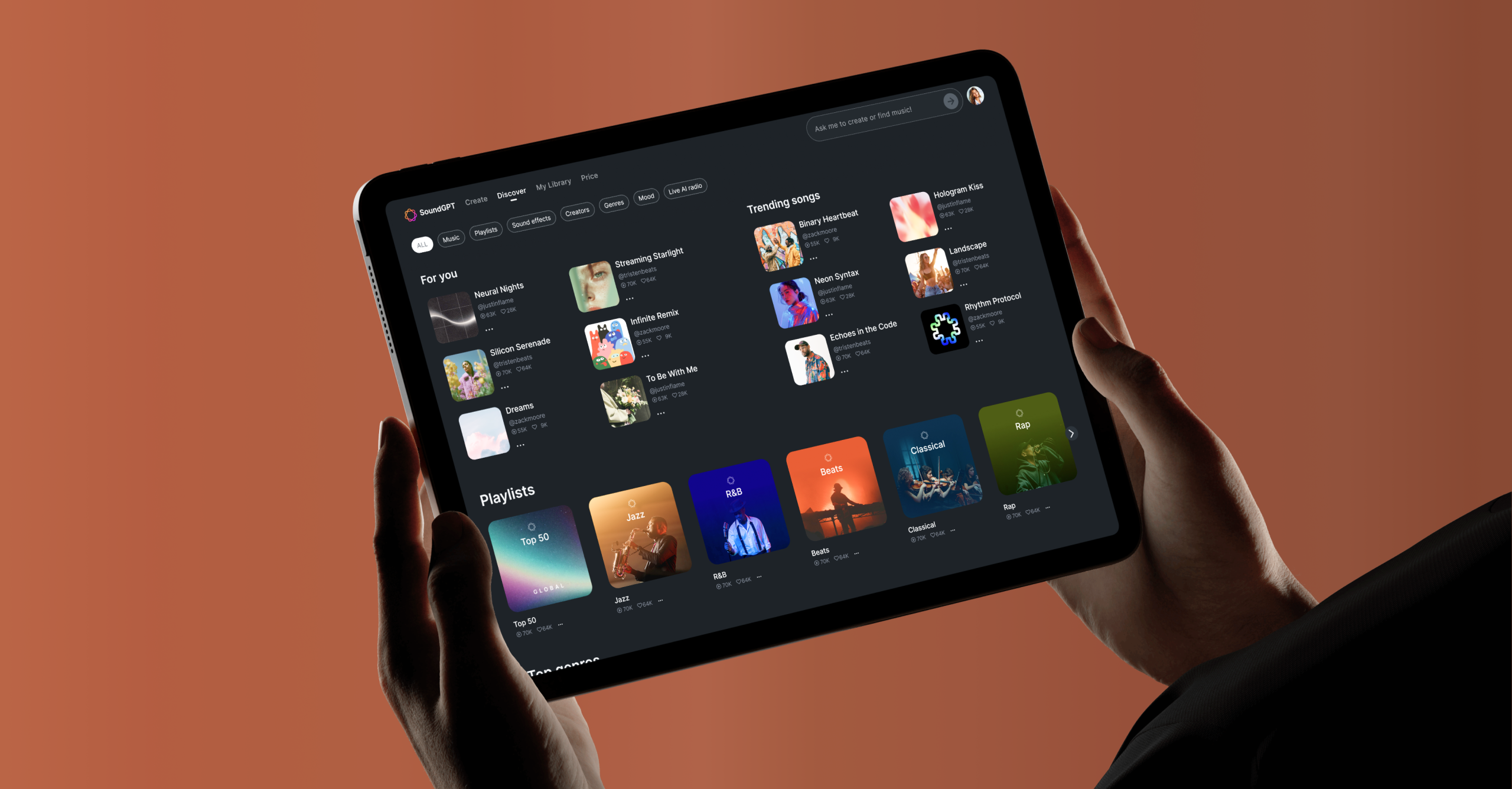 tablet mockup with discover page